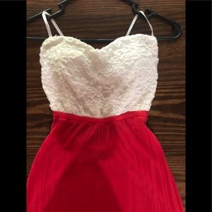 Long pink/white lace dress!